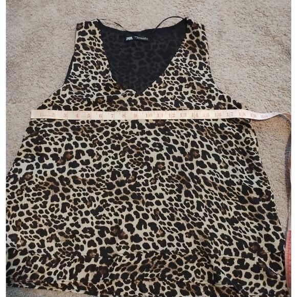 Zara Women's Leopard Print Sleeveless Double Layer V-Neck Tank Top Size M - Picture 6 of 6